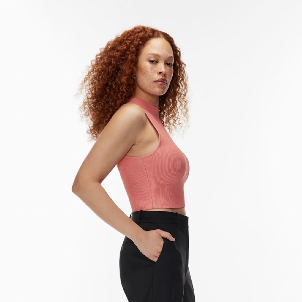 Aritzia Babaton Sculpt Knit Mockneck Halter Top L